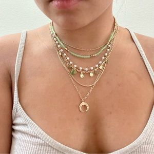 ‼️SOLD‼️ CLAIRE’S - Faux Gold and Jade Bundle Necklace